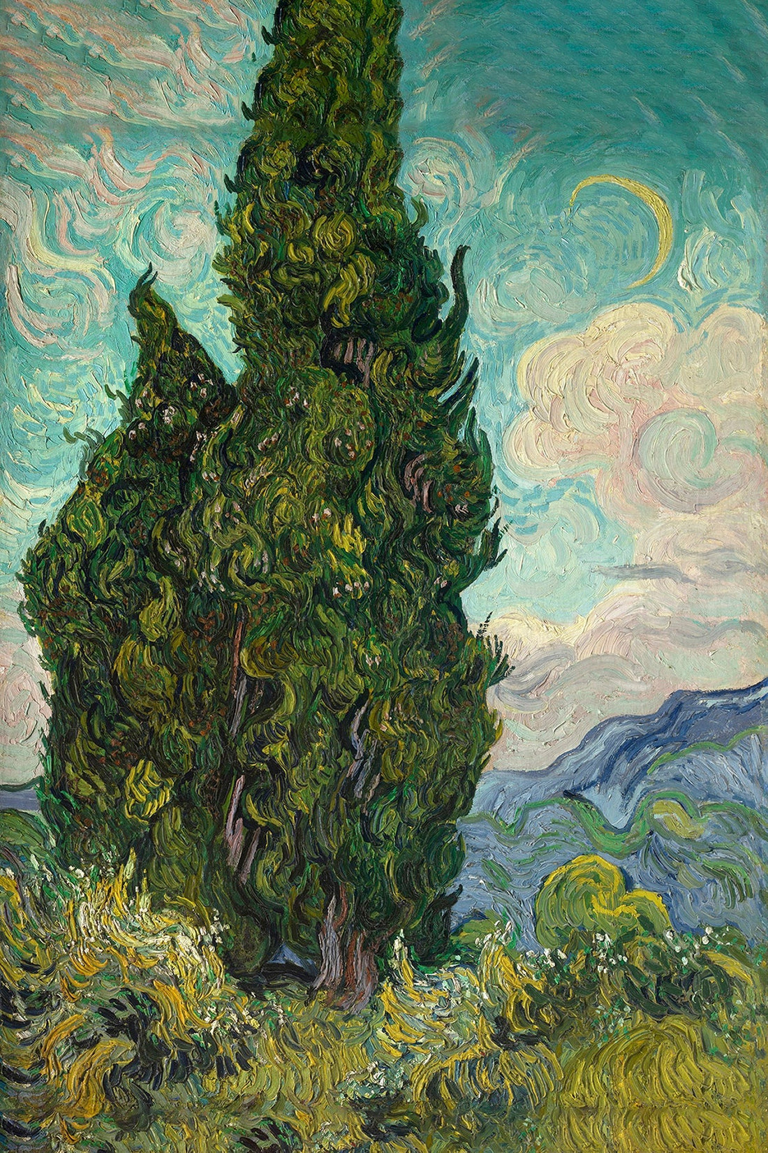 Wheat Field with Cypresses (1889)